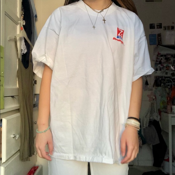 rainbow logo vintage inspired oversized white tee - Picture 4 of 4